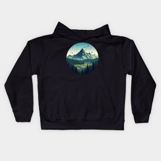 Low Poly Forest and Mountain Kids Hoodie